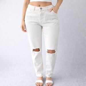 Women's White Distressed Jeans
